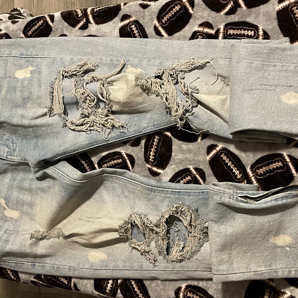 Distressed Fashion Nova  Light Blue Men's Jeans
